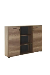 Newyork 3 Raflı 2 Kilitli Kapaklı Kitaplık-Açık Ceviz(Tori) 150x110x34 cm (GxYxD) thumbnail 2