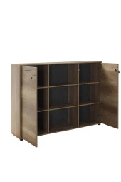 Newyork 3 Raflı 2 Kilitli Kapaklı Kitaplık-Açık Ceviz(Tori) 150x110x34 cm (GxYxD) thumbnail 3