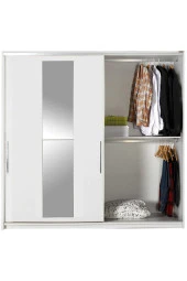 Elit Plus Aynalı Sürgülü Gardırop-Mat Beyaz 210x207x60 cm (GxYxD) - 6