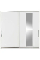 Elit Plus Aynalı Sürgülü Gardırop-Mat Beyaz 210x207x60 cm (GxYxD) - 10