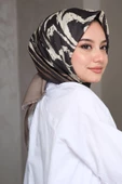 Afvente Zebra Desen Yeşil Pamuk Eşarp - 1