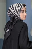 Afvente Zebra Desen Siyah Pamuk Eşarp thumbnail 1