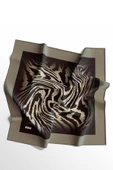 Afvente Zebra Desen Yeşil Pamuk Eşarp - 4
