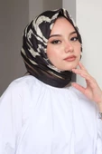 Afvente Zebra Desen Yeşil Pamuk Eşarp - 2