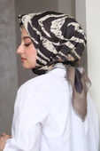 Afvente Zebra Desen Yeşil Pamuk Eşarp - 3