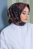 Afvente Çiçek Desen Turkuaz Pamuk Eşarp thumbnail 1