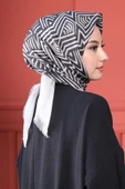 Afvente Geometrik Desen Siyah Pamuk Eşarp thumbnail 1