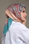 Afvente Paisley Desen Turkuaz Pamuk Eşarp - 1