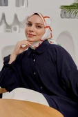 Afvente Geometrik Desen Açık Gri Soft Pamuk Eşarp - 2