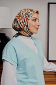 Afvente Çiçek Desen Sarı Soft Pamuk Eşarp - 1