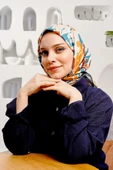Afvente Yaprak Desen SArı Soft Pamuk Eşarp - 2