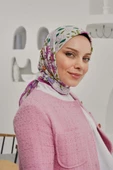 Afvente Çiçek Desen Pembe Soft Pamuk Eşarp - 3