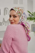 Afvente Çiçek Desen Pembe Soft Pamuk Eşarp - 5