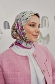 Afvente Çiçek Desen Pembe Soft Pamuk Eşarp - 1