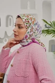 Afvente Çiçek Desen Pembe Soft Pamuk Eşarp - 4