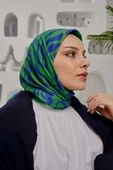 Afvente Yaprak Desen Yeşil Soft Pamuk Eşarp - 1