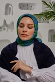 Afvente Yaprak Desen Yeşil Soft Pamuk Eşarp - 3