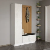 Minar Kale Dekor Panel 1 Kpk 1 Bölme Raf Port + Ayakkabılık Minderli Byz Eskitme Byz - 2