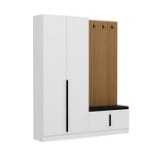 Minar Kale Dekor Panel 2 Kpk 2 Bölme Raf Port + Ayakkabılık Minderli Byz Mbrn Çizgili Byz - 4
