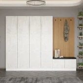 Minar Kale Dekor Panel 4 Kpk 2 Bölme Raf Port + Ayakkabılık Minderli Byz Eskitme Byz - 1