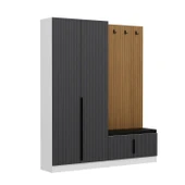 Minar Kale Dekor Panel 2 Kpk 2 Bölme Raf Port + Ayakkabılık Minderli Byz Mbrn Çizgili Antr - 4
