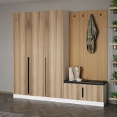 Minar Kale Dekor Panel 3 Kpk 1 Bölme Raf Port + Ayakkabılık Minderli Byz Dore Plus - 3