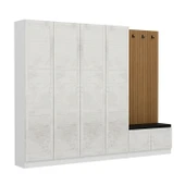 Minar Kale Dekor Panel 4 Kpk 2 Bölme Raf Port + Ayakkabılık Minderli Byz Eskitme Byz - 4
