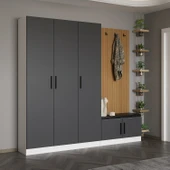 Minar Kale Dekor Panel 3 Kpk 1 Bölme Raf Port + Ayakkabılık Minderli Byz Antr thumbnail 2