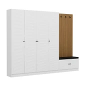 Minar Kale Dekor Panel 4K 2 Bölme Raf Port+Ayakkabılık Minderli Byz Mbrn Panjur Byz - 4
