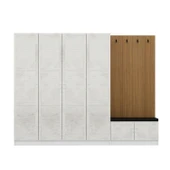 Minar Kale Dekor Panel 4 Kpk 2 Bölme Raf Port + Ayakkabılık Minderli Byz Eskitme Byz - 5