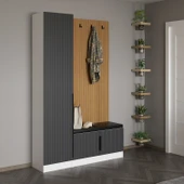 Minar Kale Dekor Panel 1 Kpk 1 Bölme Raf Port + Ayakkabılık Minderli Byz Mbrn Çizgili Antr thumbnail 2