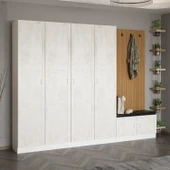 Minar Kale Dekor Panel 4 Kpk 2 Bölme Raf Port + Ayakkabılık Minderli Byz Eskitme Byz - 2