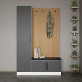 Minar Kale Dekor Panel 1 Kpk 1 Bölme Raf Port + Ayakkabılık Minderli Byz Antr thumbnail 1