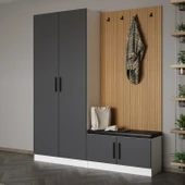 Minar Kale Dekor Panel 2 Kpk 2 Bölme Raf Port + Ayakkabılık Minderli Byz Antr thumbnail 3