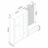 Minar Kale Dekor Panel 3 Kpk 1 Bölme Raf Port + Ayakkabılık Minderli Byz Mbrn İlkbahar Byz - 8