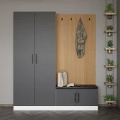 Minar Kale Dekor Panel 2 Kpk 2 Bölme Raf Port + Ayakkabılık Minderli Byz Antr thumbnail 1