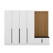 Minar Kale Dekor Panel 4 Kpk 2 Bölme Raf Port + Ayakkabılık Minderli Byz Mbrn Çizgili Byz - 5