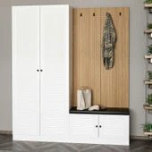 Minar Kale Dekor Panel 2K 2 Bölme Raf Port+Ayakkabılık Minderli Byz Mbrn Panjur Byz - 3