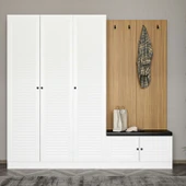 Minar Kale Dekor Panel 3K 1 Bölme Raf Port+Ayakkabılık Minderli Byz Mbrn Panjur Byz - 2