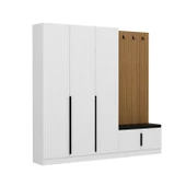 Minar Kale Dekor Panel 3 Kpk 1 Bölme Raf Port + Ayakkabılık Minderli Byz Mbrn Çizgili Byz - 4