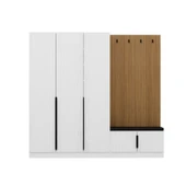 Minar Kale Dekor Panel 3 Kpk 1 Bölme Raf Port + Ayakkabılık Minderli Byz Mbrn Çizgili Byz - 5