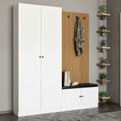Minar Kale Dekor Panel 2K 2 Bölme Raf Port+Ayakkabılık Minderli Byz Mbrn Panjur Byz - 1