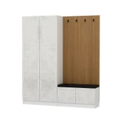 Minar Kale Dekor Panel 2 Kpk 2 Bölme Raf Port + Ayakkabılık Minderli Byz Eskitme Byz - 6
