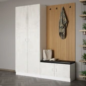 Minar Kale Dekor Panel 2 Kpk 2 Bölme Raf Port + Ayakkabılık Minderli Byz Eskitme Byz - 3