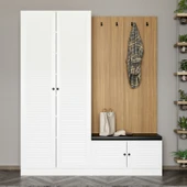 Minar Kale Dekor Panel 2K 2 Bölme Raf Port+Ayakkabılık Minderli Byz Mbrn Panjur Byz - 2