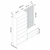 Minar Kale Dekor Panel 2 Kpk 2 Bölme Raf Port + Ayakkabılık Minderli Byz Eskitme Byz - 8