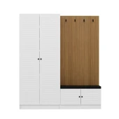 Minar Kale Dekor Panel 2K 2 Bölme Raf Port+Ayakkabılık Minderli Byz Mbrn Panjur Byz - 5