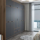 Minar Elina 6 Kapaklı Dolap + Yüklük Dore Antrasit - 4
