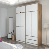 Minar Elina 4 Kapaklı Dolap + Yüklük Dore Beyaz - 3