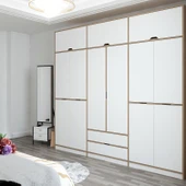 Minar Elina 6 Kapaklı Dolap + Yüklük Dore Beyaz - 3